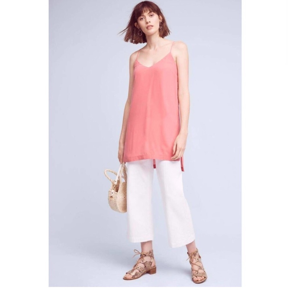 Maeve Anthropologie Meret coral pink tunic strappy button mini dress